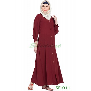 Front open abaya- Maroon